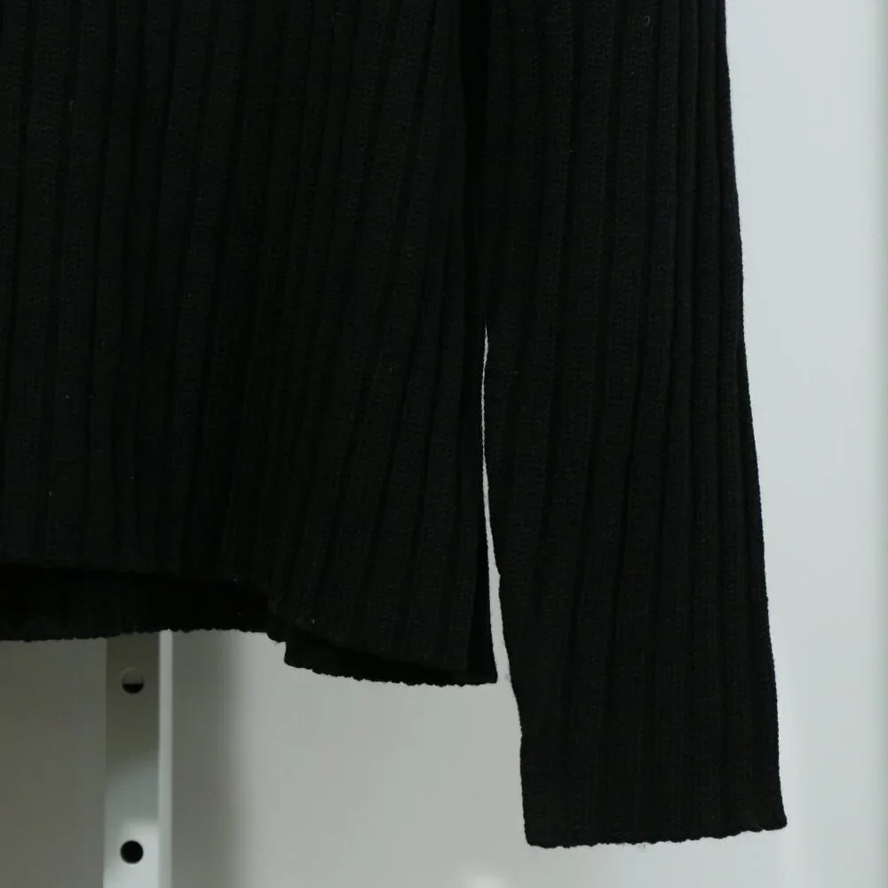 1990’s J.Crew Black Merino Wool Ribbed Turtleneck – Minimalist Quiet Luxury